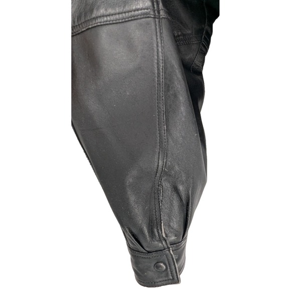 L.A. LEATHER Mens Bomber Jacket SIZE 3XL Black Motorcycle Geek Grunge Gothic - Picture 10 of 16